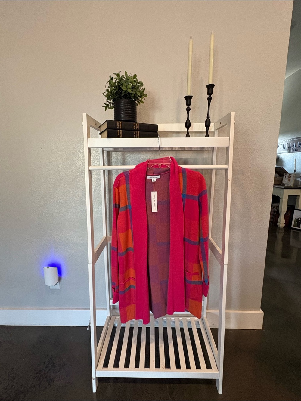 Vibrant Pink & Orange Open-Front Stripe Cardigan